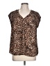 Daniel Rainn 100% Polyester Animal Print Brown Short Sleeve Blouse Size L - photo 1