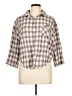 Pol 100% Cotton Plaid Tan 3/4 Sleeve Button-Down Shirt Size L - photo 1