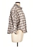 Pol 100% Cotton Plaid Tan 3/4 Sleeve Button-Down Shirt Size L - photo 4