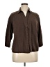 Basic Editions Brown 3/4 Sleeve Button-Down Shirt Size 1X - photo 1