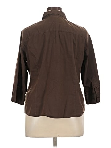 Basic Editions 3/4 Sleeve Button-Down Shirt (view 2)