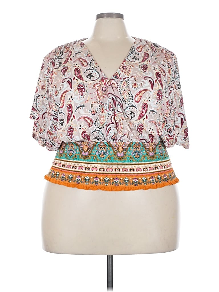Pre-owned Melloday Short Sleeve Blouse In Ivory