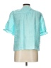 Talbots 100% Linen Teal Short Sleeve Blouse Size Lg Petite - photo 2