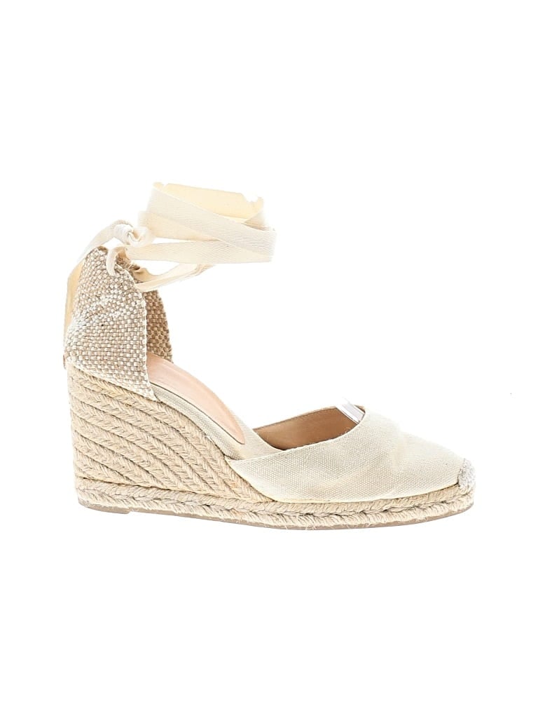 Pre-owned Castaã±er Wedges In Ivory