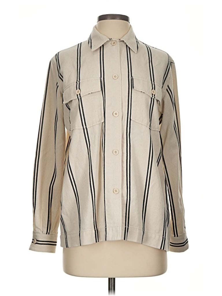 Pre-owned Samsoe & Samsoe Long Sleeve Button Down Shirt In Ivory