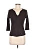 Sutton Studio 100% Cotton Brown 3/4 Sleeve Top Size M - photo 1