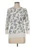 Lands' End 100% Supima Cotton Floral Silver Pullover Sweater Size M (tall) - photo 1