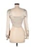 Almost Famous Metallic Silver Ivory Long Sleeve Blouse Size M - photo 2