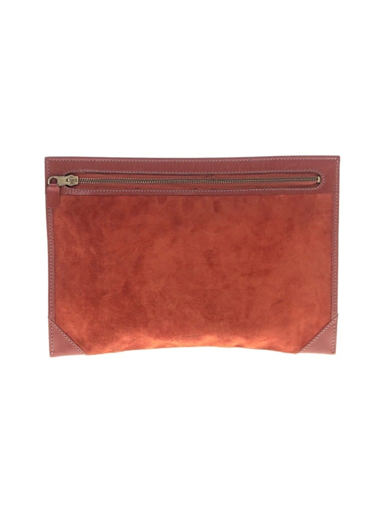 Pre-owned Unbranded Leather Clutch In Orange
