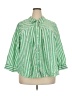 Cato 100% Cotton Stripes Green 3/4 Sleeve Button-Down Shirt Size 26 - 28 - photo 1