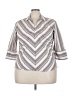Cato Stripes Silver 3/4 Sleeve Button-Down Shirt Size 22 - photo 1