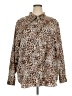 Chaps 100% Cotton Animal Print Brown Long Sleeve Blouse Size 3X - photo 1
