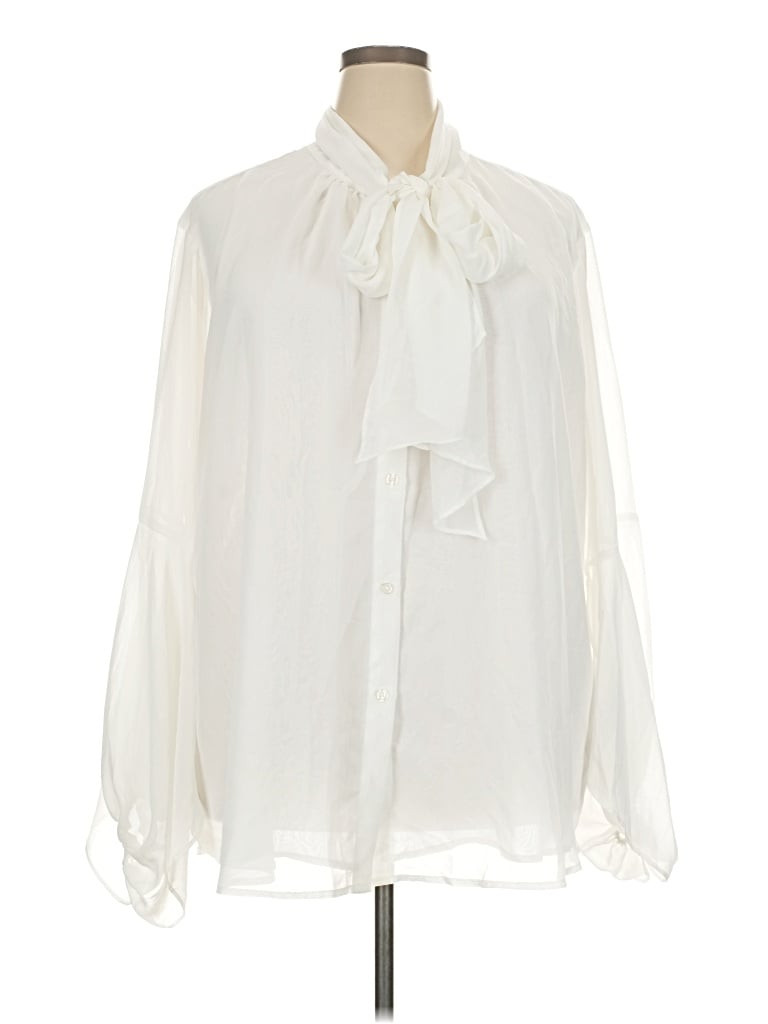 Pre-owned Dg^2 By Diane Gilman Long Sleeve Blouse In Ivory