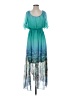 One World 100% Polyester Tropical Teal Casual Dress Size S - photo 1