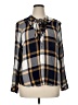 Tribal 100% Viscose Plaid Gray Long Sleeve Blouse Size XL - photo 1