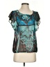 One World 100% Polyester Teal Short Sleeve Blouse Size S - photo 1