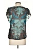 One World 100% Polyester Teal Short Sleeve Blouse Size S - photo 2