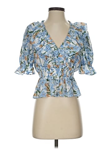 Aqua Short Sleeve Blouse (view 1)