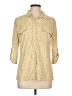 J. McLaughlin Animal Print Yellow 3/4 Sleeve Button-Down Shirt Size L - photo 1