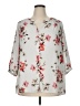 Rose + Olive Floral Gray 3/4 Sleeve Blouse Size 1X - photo 1