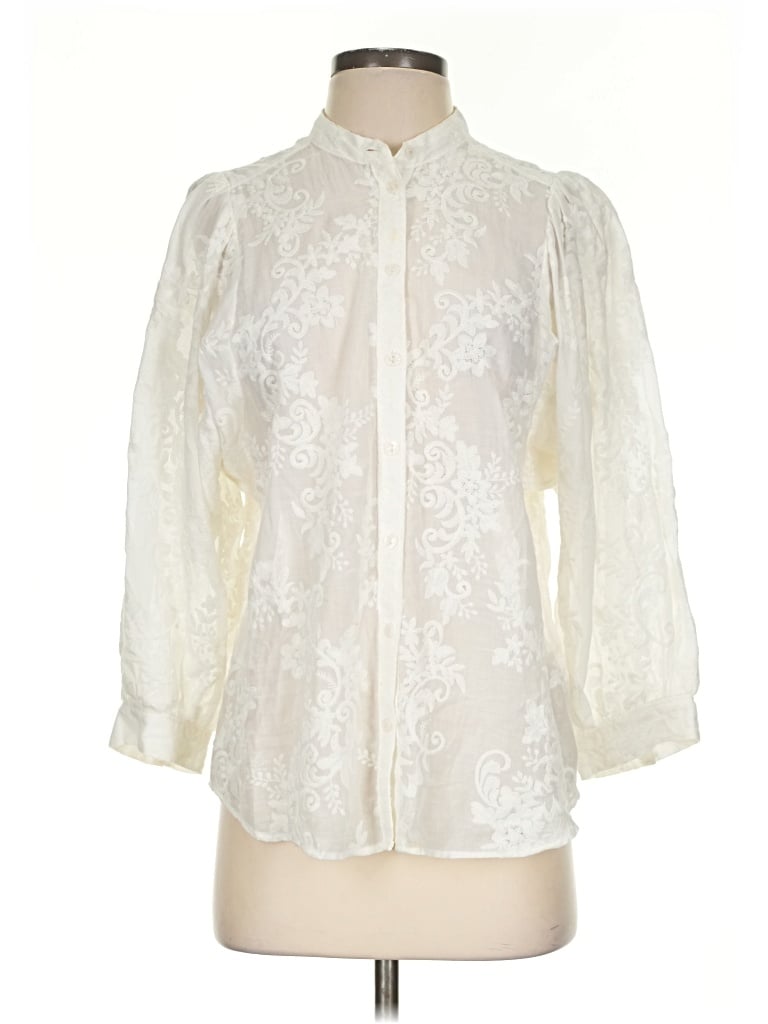Pre-owned Pilcro By Anthropologie 3/4 Sleeve Blouse In Ivory