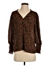 Aqua 100% Polyester Animal Print Brown 3/4 Sleeve Blouse Size S - photo 1