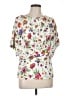 Cynthia Steffe Floral White Short Sleeve Blouse Size L - photo 1