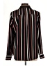 Halogen 100% Polyester Stripes Black Long Sleeve Blouse Size L - photo 2