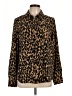 Halogen 100% Polyester Animal Print Brown Long Sleeve Blouse Size L - photo 1