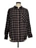 Sanctuary 100% Cotton Plaid Brown Long Sleeve Button-Down Shirt Size XL - photo 1