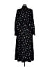 Ann Taylor 100% Polyester Print Black Casual Dress Size 8 - photo 2