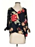 West Kei 100% Polyester Floral Black 3/4 Sleeve Blouse Size S - photo 1