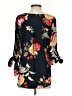 West Kei 100% Polyester Floral Black 3/4 Sleeve Blouse Size S - photo 2