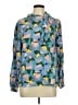 Coach 100% Silk Print Teal Long Sleeve Silk Top Size 6 - photo 1