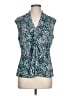 Brittany Black Animal Print Teal Sleeveless Blouse Size L - photo 1