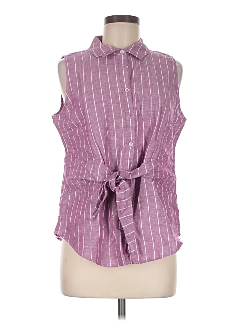 Pre-owned Talbots Sleeveless Button Down Shirt In Purple