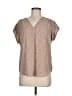 Monday Fun 100% Polyester Brown Tan Short Sleeve Blouse Size M - photo 1