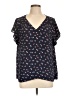 Halogen 100% Polyester Black Short Sleeve Blouse Size L - photo 1