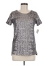 Velvet Metallic Silver Short Sleeve Top Size M - photo 1