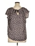 LC Lauren Conrad 100% Polyester Polka Dots Brown Short Sleeve Blouse Size XL - photo 2