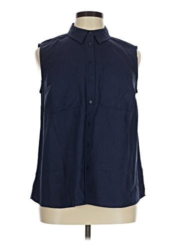 Ellos Sleeveless Button-Down Shirt (view 1)