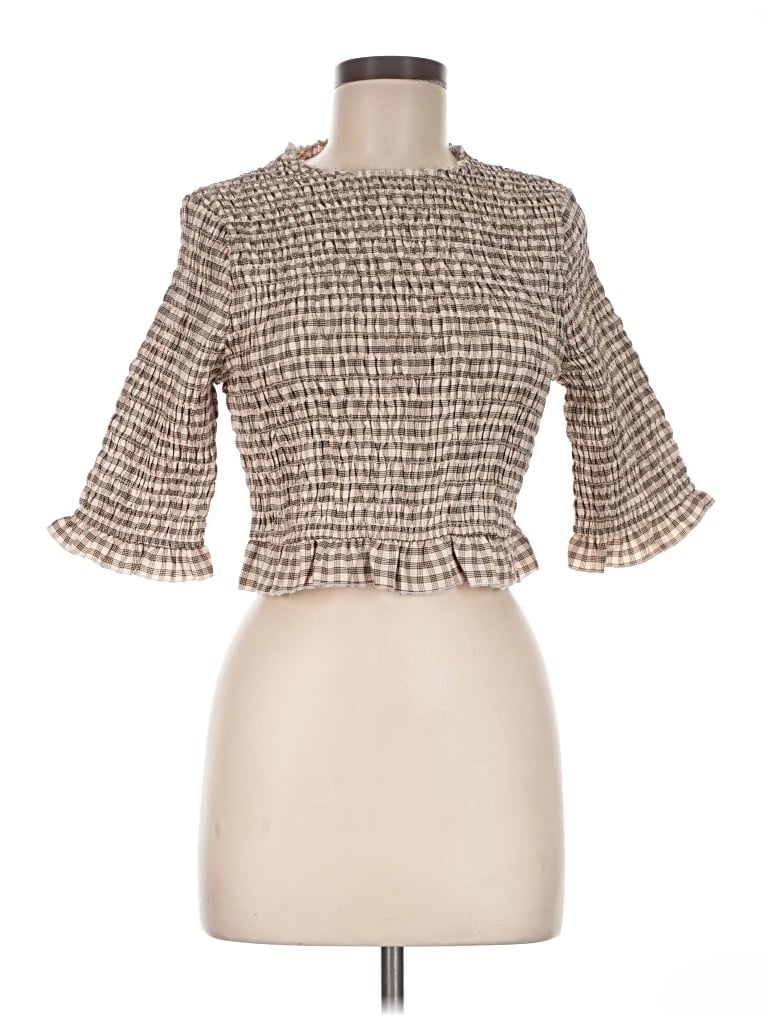 Glamorous 3/4 Sleeve Blouse In Brown