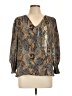 Sunny Leigh 100% Polyester Paisley Gray 3/4 Sleeve Blouse Size L - photo 1