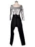 Aidan by Aidan Mattox 100% Polyester Metallic Color Block Black Silver Jumpsuit Size 4 - photo 1