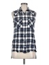 Drew Plaid Blue Sleeveless Button-Down Shirt Size M - photo 1