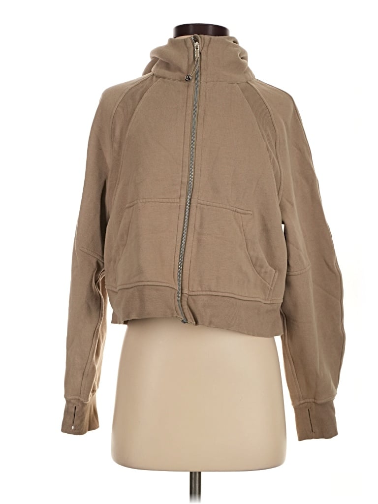 Pre-owned Lululemon Athletica Zip Up Hoodie In Tan