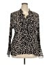 Sunny Leigh Animal Print Black Long Sleeve Blouse Size 2X - photo 1