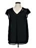 Long Tall Sally 100% Polyester Black Short Sleeve Blouse Size 14 - photo 1