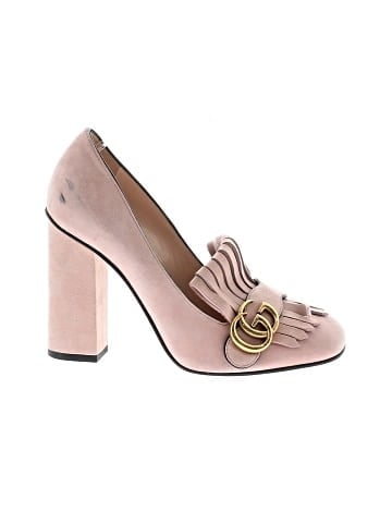 Gucci Suede GG Marmont Fringe Loafer Pumps (view 1)