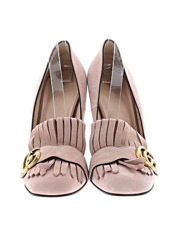 Gucci Suede GG Marmont Fringe Loafer Pumps (view 2)